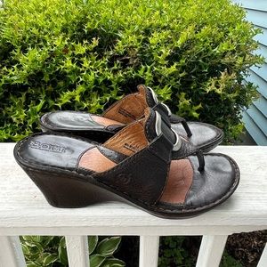 Born Concept Sandals Women's 7 Brown Leather Cushioned Comfort Slip On Shoes